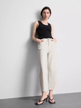 Korta jeans i denim med vida ben