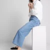 Korta jeans i denim med vida ben