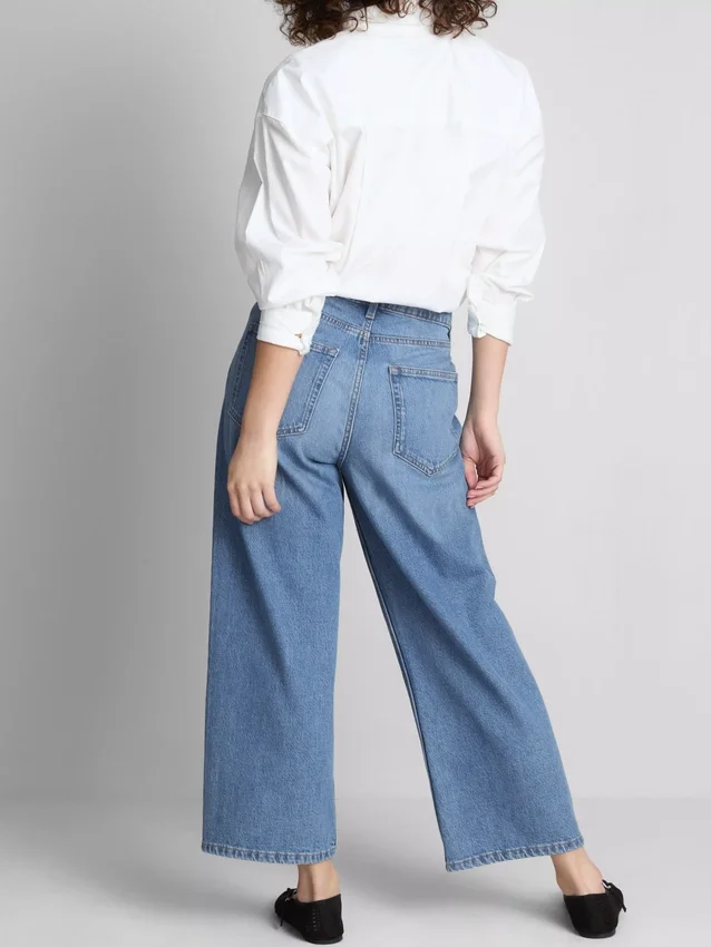 Korta jeans i denim med vida ben