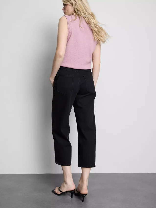 Korta jeans i denim med vida ben