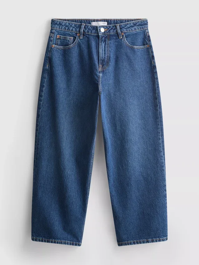 Korta jeans i denim med vida ben