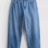 Korta jeans i denim med vida ben