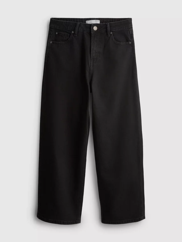 Korta jeans i denim med vida ben