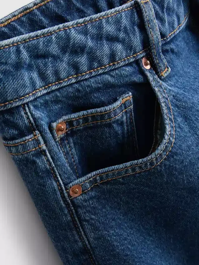 Korta jeans i denim med vida ben