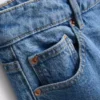 Korta jeans i denim med vida ben