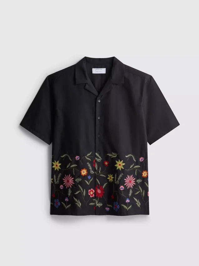 Kortärmad broderad skjorta