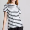 Kortärmad randig T-shirt med rund hals