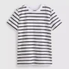 Kortärmad randig T-shirt med rund hals