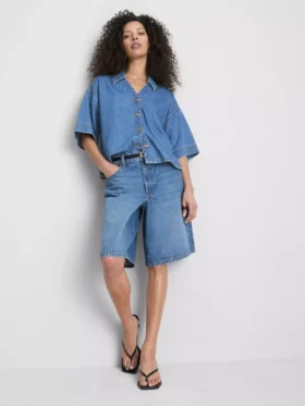 Kortärmad skjorta i denim