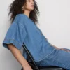 Kortärmad skjorta i denim