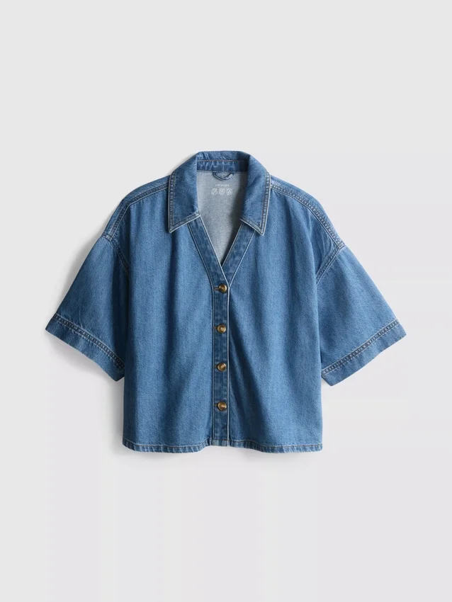 Kortärmad skjorta i denim