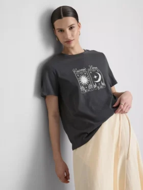 Kortärmad T-shirt i bomull med tryck