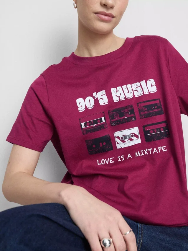 Kortärmad T-shirt i bomull med tryck