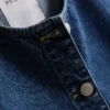 Kortärmad topp i bomullsdenim med insnörning