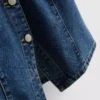 Kortärmad topp i bomullsdenim med insnörning