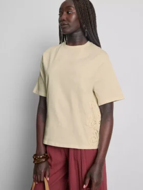 Kortärmad virkad T-shirt i bomull