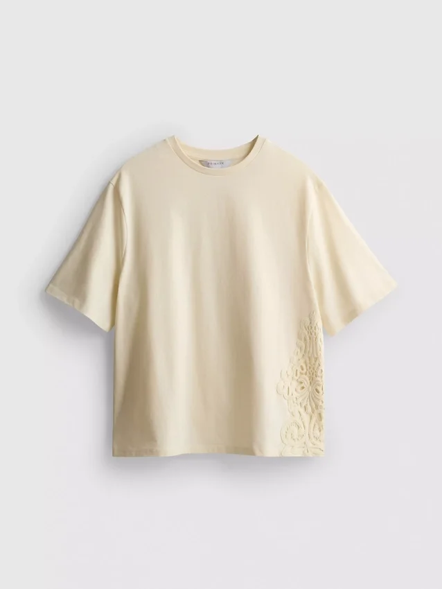 Kortärmad virkad T-shirt i bomull