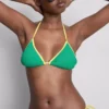 Krusad kontrastfärgad triangel-bikinitopp