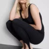 Leggings i crepe med hällor