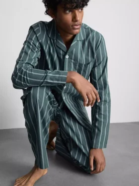 Lång pyjamasar i randig poplin