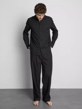 Lång pyjamasar i rutig poplin