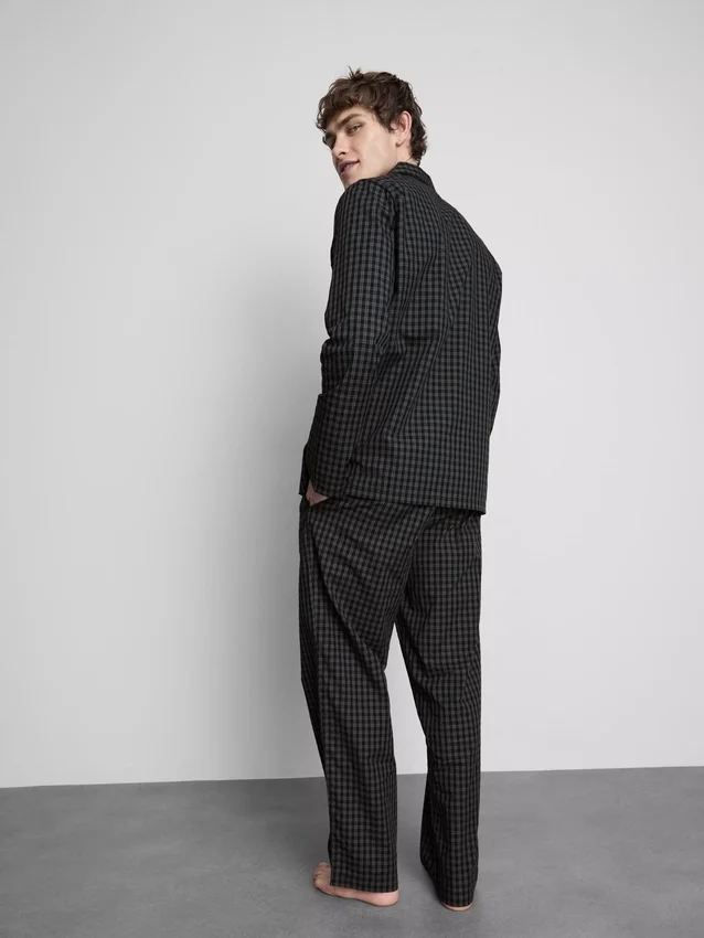 Lång pyjamasar i rutig poplin