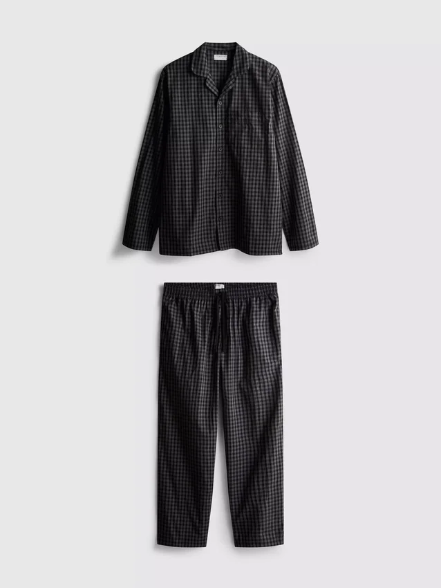 Lång pyjamasar i rutig poplin