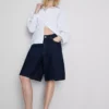 Långa bermudashorts i bomullsdenim
