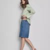 Långa bermudashorts i bomullsdenim