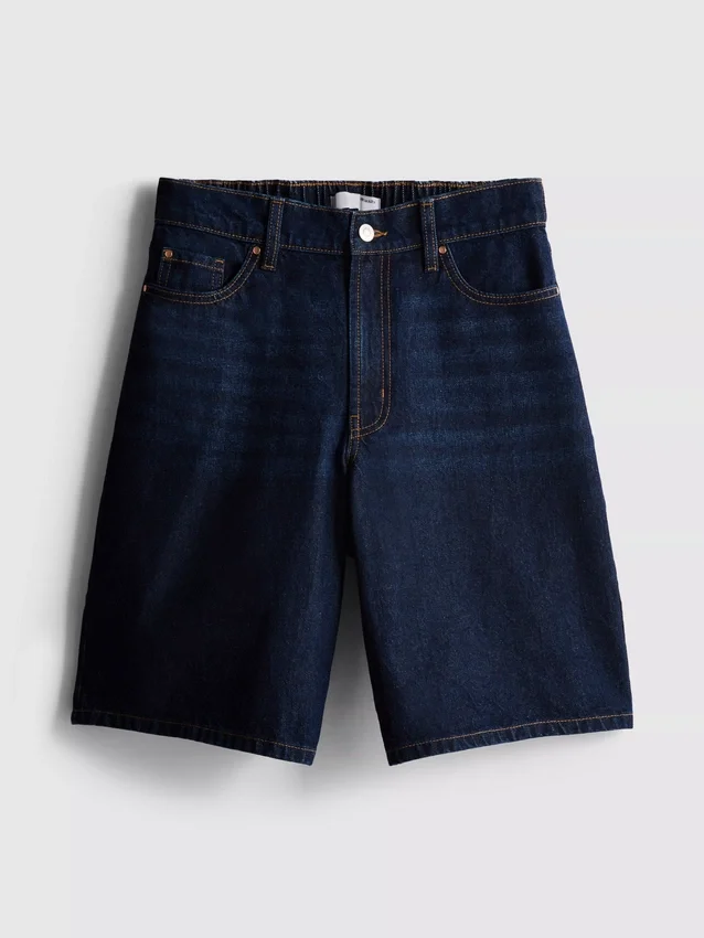 Långa bermudashorts i bomullsdenim