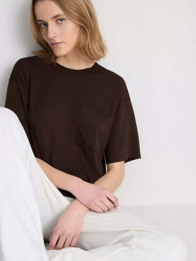 Långärmad T-shirt med rund hals