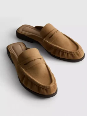 Loafersandaler i imitationsmocka