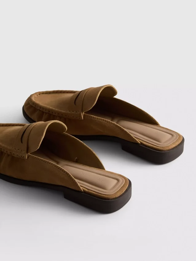 Loafersandaler i imitationsmocka