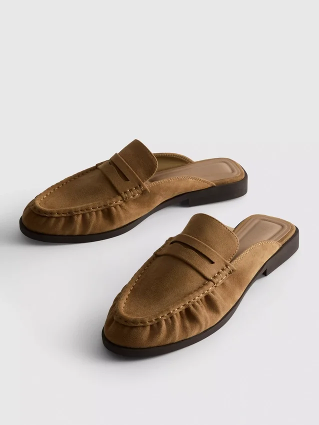 Loafersandaler i imitationsmocka