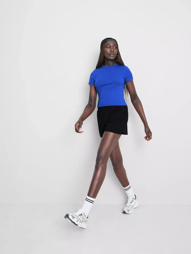 Loungeshorts i bomull med delad fåll