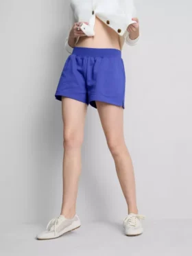 Loungeshorts i bomull med delad fåll