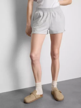 Loungeshorts i bomull med delad fåll