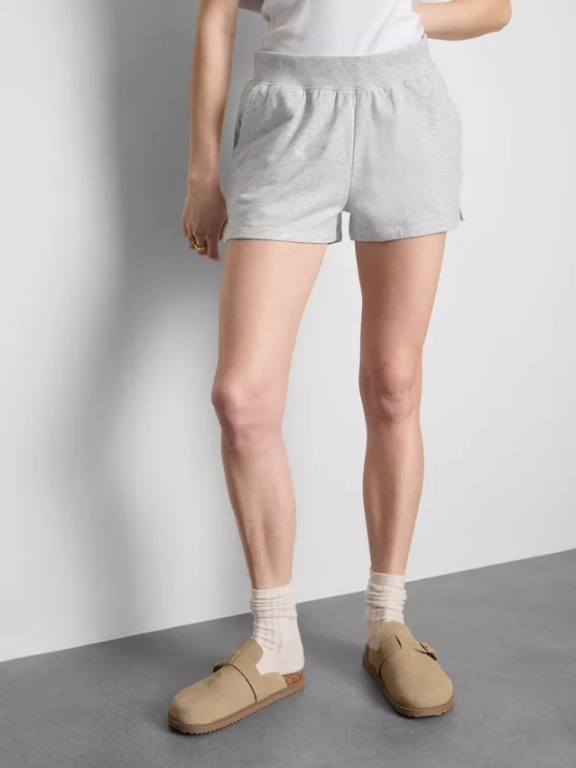 Loungeshorts i bomull med delad fåll