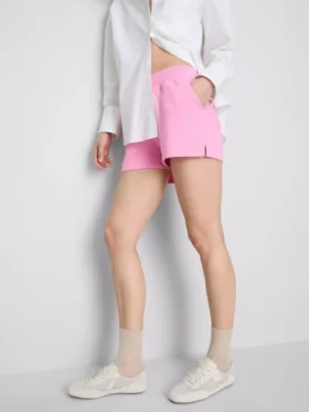 Loungeshorts i bomull med delad fåll