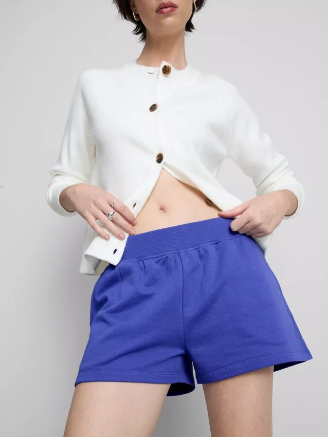 Loungeshorts i bomull med delad fåll