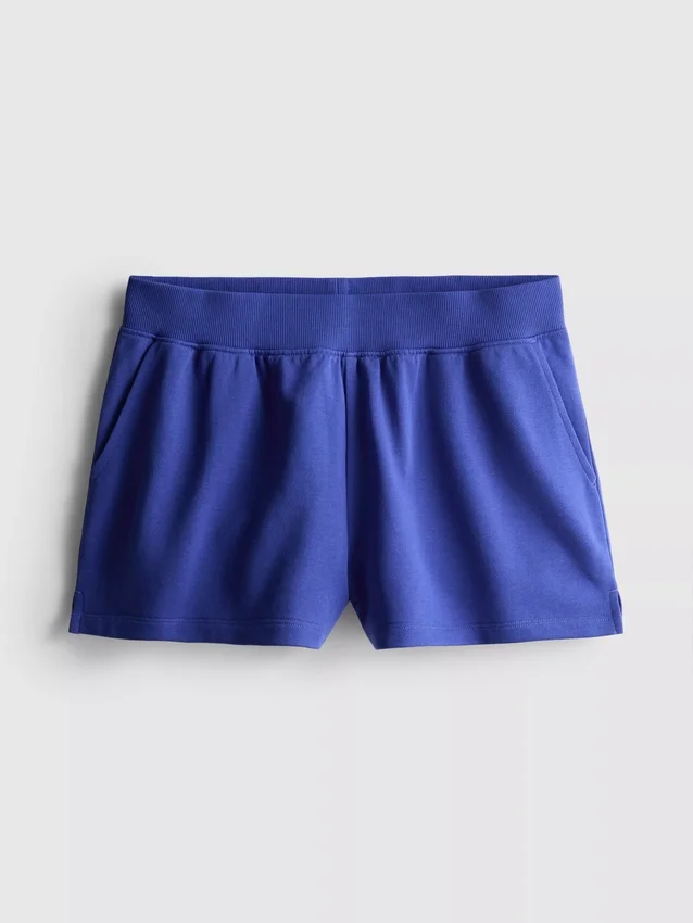 Loungeshorts i bomull med delad fåll