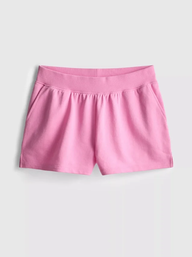 Loungeshorts i bomull med delad fåll