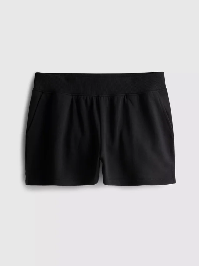 Loungeshorts i bomull med delad fåll