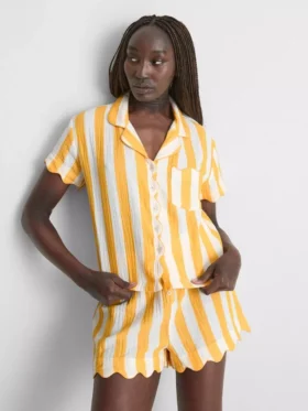 Love to Lounge-pyjamaskjorta i bomull med volanger