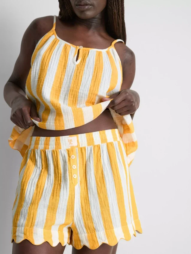 Love to Lounge randiga pyjamasar med volanger