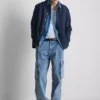 Löst sittande cargo-Jeans med medelhög midja