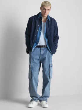 Löst sittande cargo-Jeans med medelhög midja