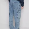 Löst sittande cargo-Jeans med medelhög midja