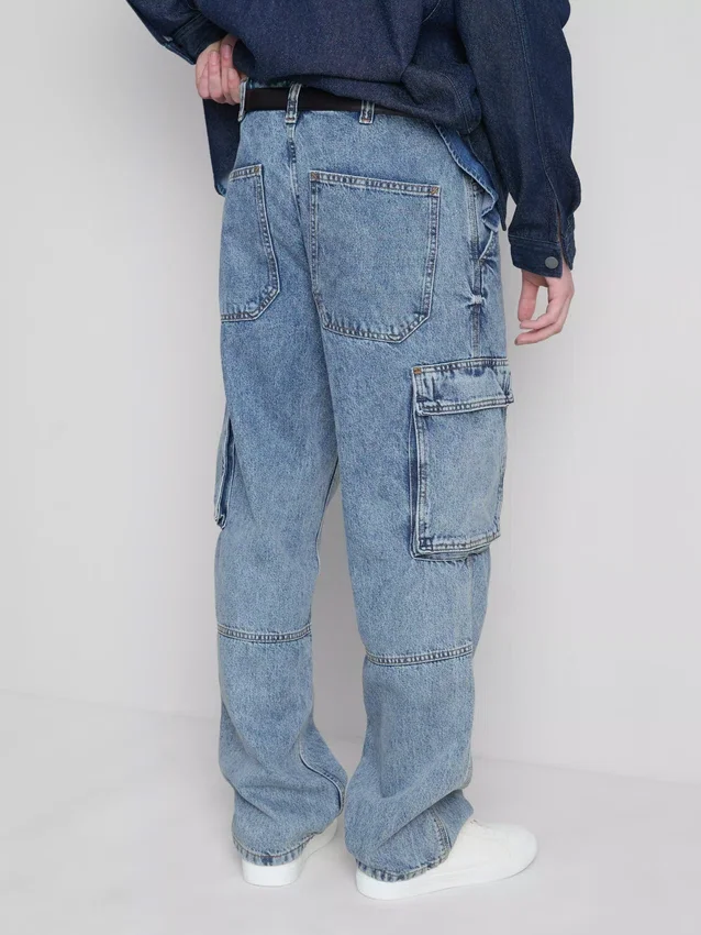 Löst sittande cargo-Jeans med medelhög midja