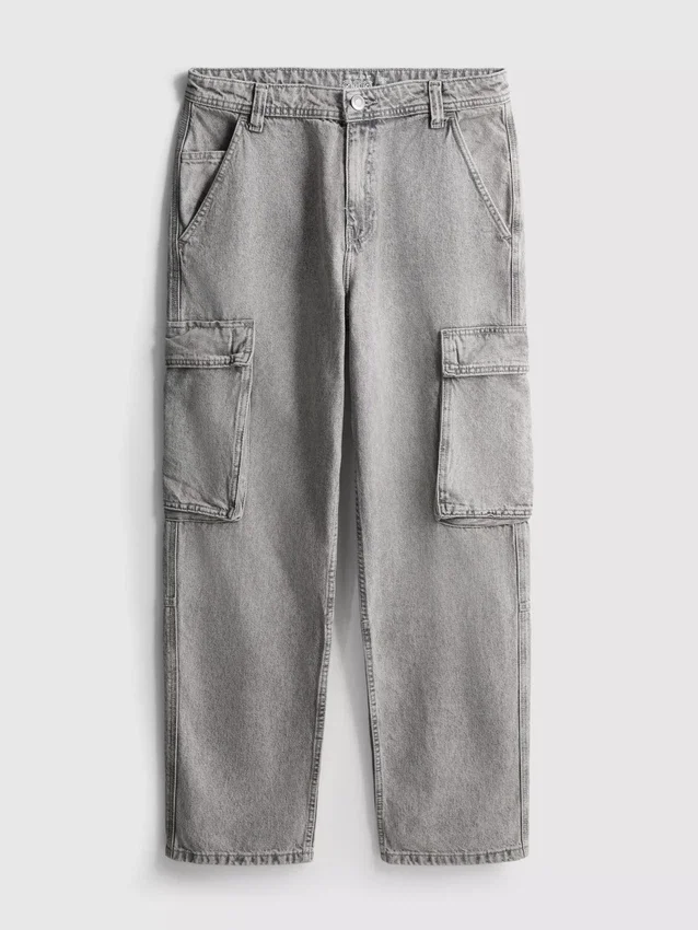 Löst sittande cargo-Jeans med medelhög midja